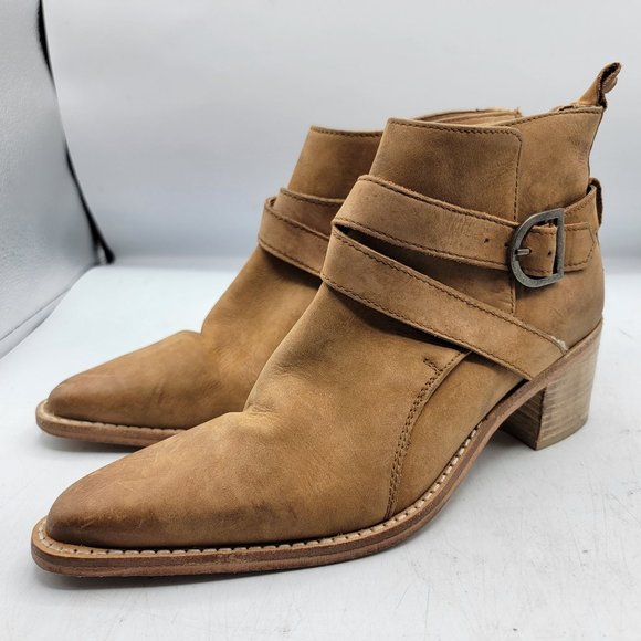 Free People Womens Size 7 Brown Back Loop Ankle Boot Casual Going Out EU 37 - Picture 4 of 13